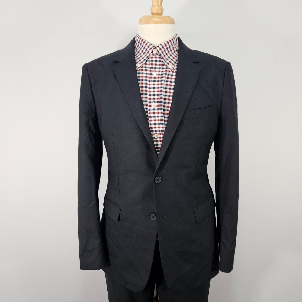 Theory Men's Sport Coat Blazer‎ Two Button Charcoal Black Flannel Wool Size 40R
